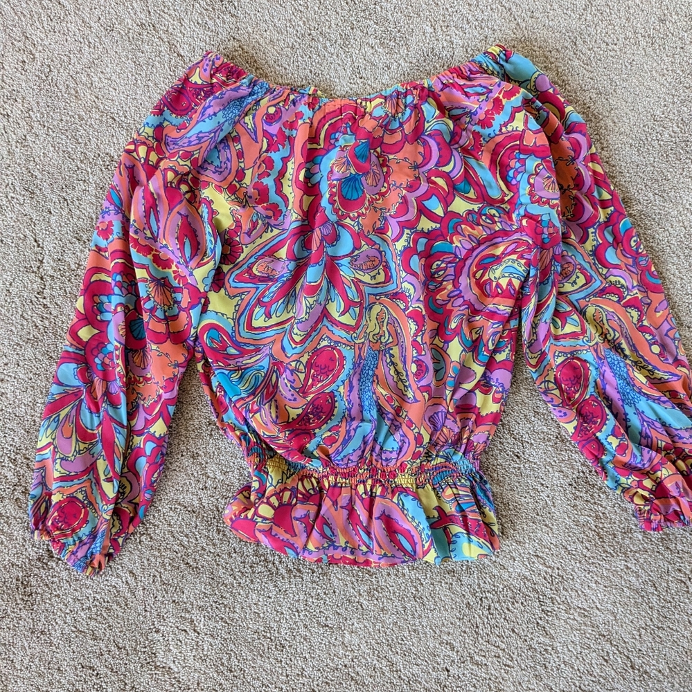Lily Pulitzer Multicolor Peasant Silk Blouse